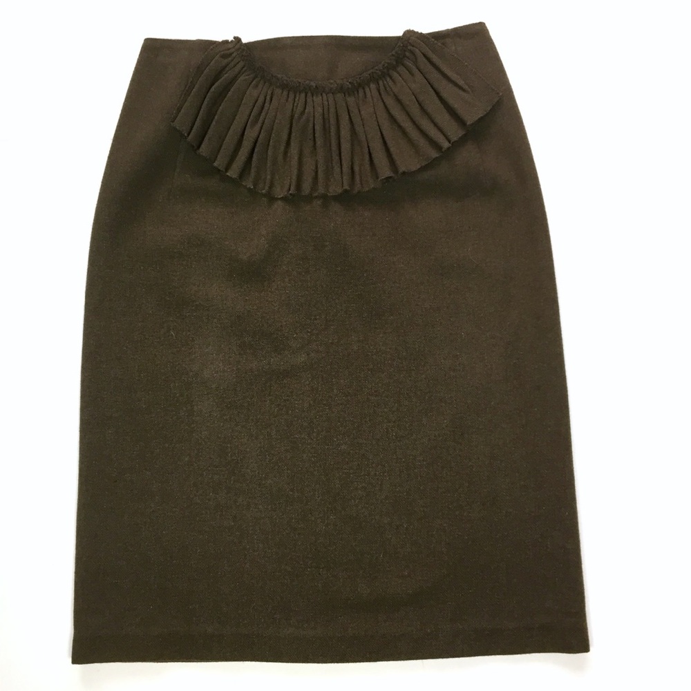 A Detacher Wool Ruffle High Waisted Pencil Skirt 4